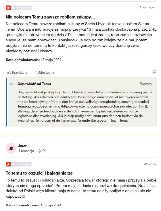 TEMU sklep internetowy - co wskazują pojawiające się opinie na forum Obszerna recenzja